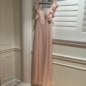 Bill Levkoff Blush Maxi Dress with Ruffle Detail Style #1608
